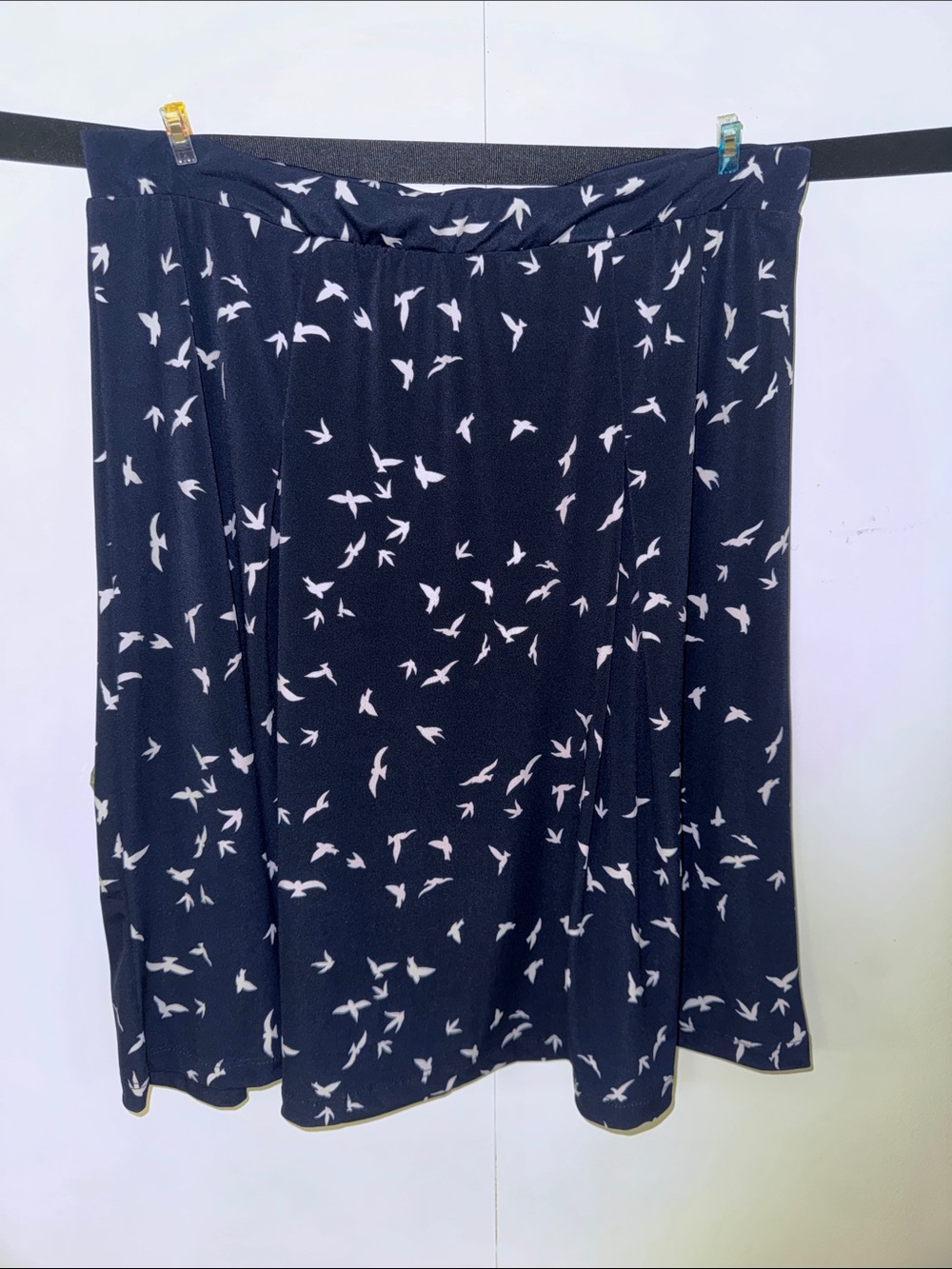 Gilli Navy Skirt with White Bird Print
